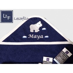 Ours Polaire Serviette Capuchon Brodée et Personnalisée DOU-079