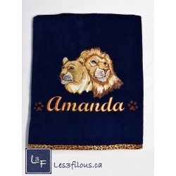 Lions Drap de Bain Brodé et Personnalisé DRA-105