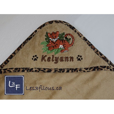 Tigre Serviette Capuchon Brodée et Personnalisée DOU-081