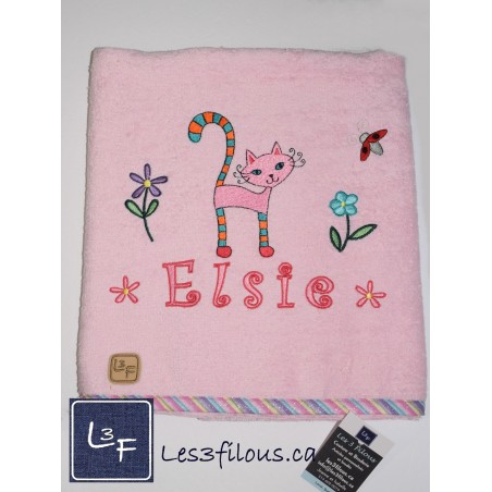 Chat Drap de Bain Brodé et Personnalisé DRA-036