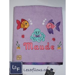 Poissons Pieuvre Drap de Bain Brodé et Personnalisé DRA-050