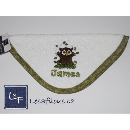Hibou Chouette Debarbouillette Brodé et Personnalisé DEB-093