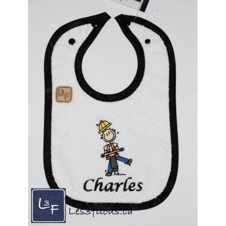 Bavette Construction Brodée Personnalisée BAV-059