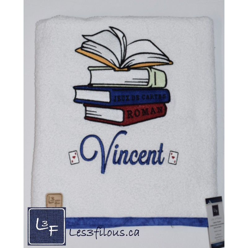 Livre Lecture Cartes Drap de Bain Brodé et Personnalisé DRA-142