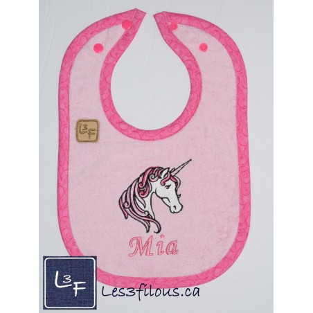 Bavette Licorne Brodée et Personnalisée BAV-060