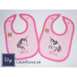 Bavette Licorne Brodée et Personnalisée BAV-060