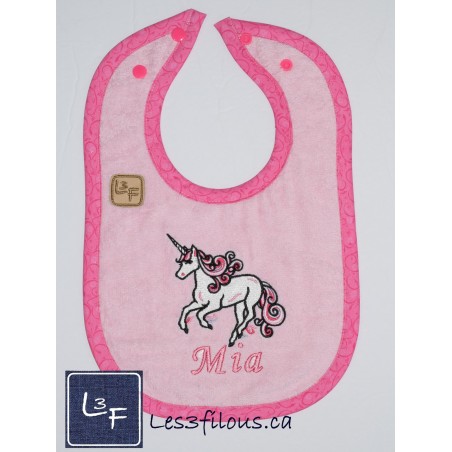 Bavette Licorne Brodée et Personnalisée BAV-061