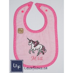 Bavette Licorne Brodée et Personnalisée BAV-060