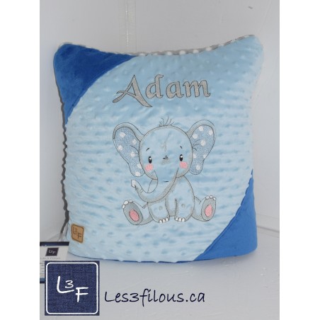 Coussin Couverture Elephant brodé Personnalisé CC-029