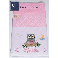 Hibou Maman Couverture Ultra-Douce Brodée et Personnalisée CUD-029