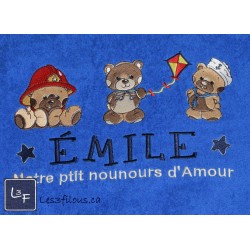 Oursons nounours Drap de Bain Brodé et Personnalisé DRA-163