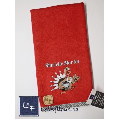 Dinde Serviette de Bowling Brodée Personnalisé BOW-026