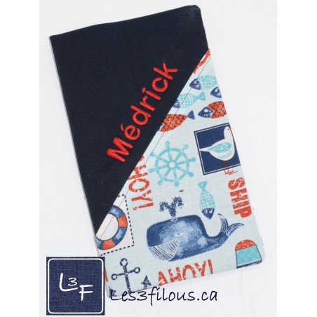 Baleine Poisson Protège Carnet de Santé Personnalisé avec snap  SAN-015