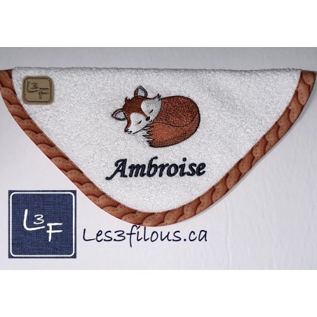 Renard Débarbouillette Brodée et Personnalisée DEB-011