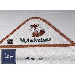 Renard Serviette Capuchon Brodée et Personnalisée DOU-088