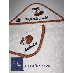 Renard Serviette Capuchon Brodée et Personnalisée DOU-088