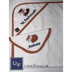 Renard Serviette Capuchon Brodée et Personnalisée DOU-088