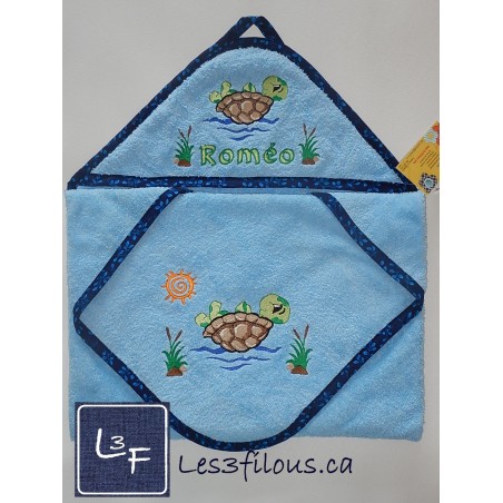 Tortue Serviette Capuchon Brodée et Personnalisée DOU-089
