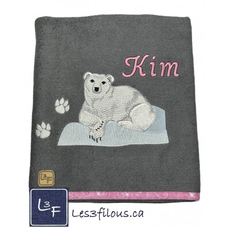 Ours Polaire Drap de Bain Brodé et Personnalisé DRA-008