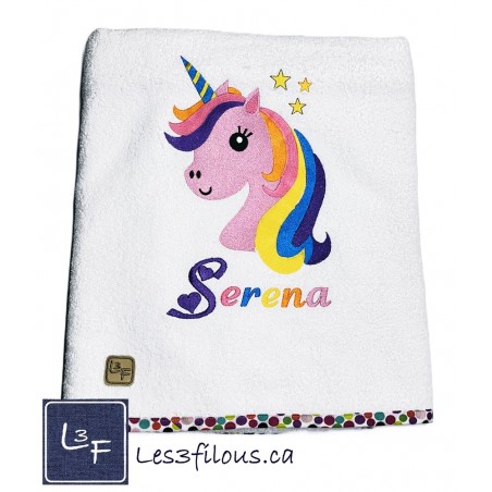 Licorne Drap de Bain Brodé et Personnalisé DRA-049