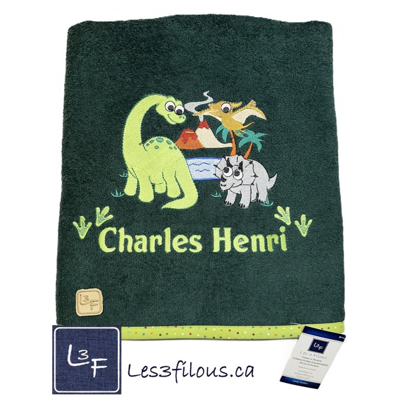 Dinosaures Drap de Bain Brodé et Personnalisé DRA-079