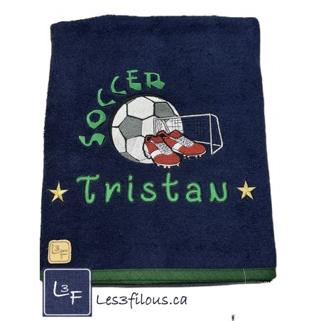 Soccer Drap de Bain Brodé et Personnalisé DRA-056
