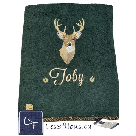Chevreuil Drap de Bain Brodé et Personnalisé DRA-032