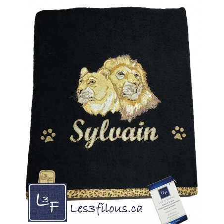 Lions Drap de Bain Brodé et Personnalisé DRA-105