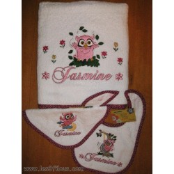 Hibou Drap de Bain Brodé et Personnalisé DRA-089