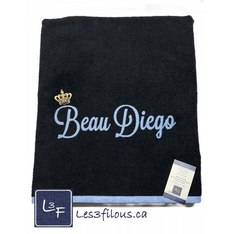 Prénom avec couronne Drap de Bain Brodé et Personnalisé DRA-009