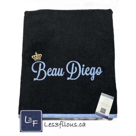 Prénom avec couronne Drap de Bain Brodé et Personnalisé DRA-009