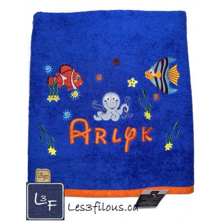 Poissons Drap de Bain Brodé Personnalisé DRA-002