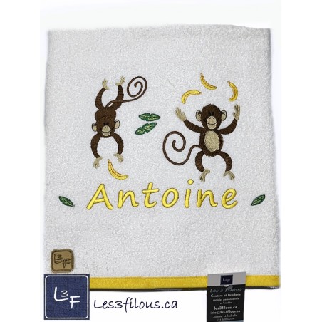 Petits Singes Drap de Bain Brodé et Personnalisé DRA-015