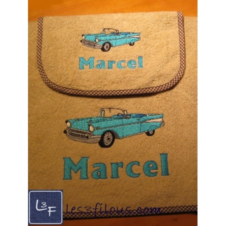 Voiture Antique Drap de Bain Brodé et Personnalisé DRA-094
