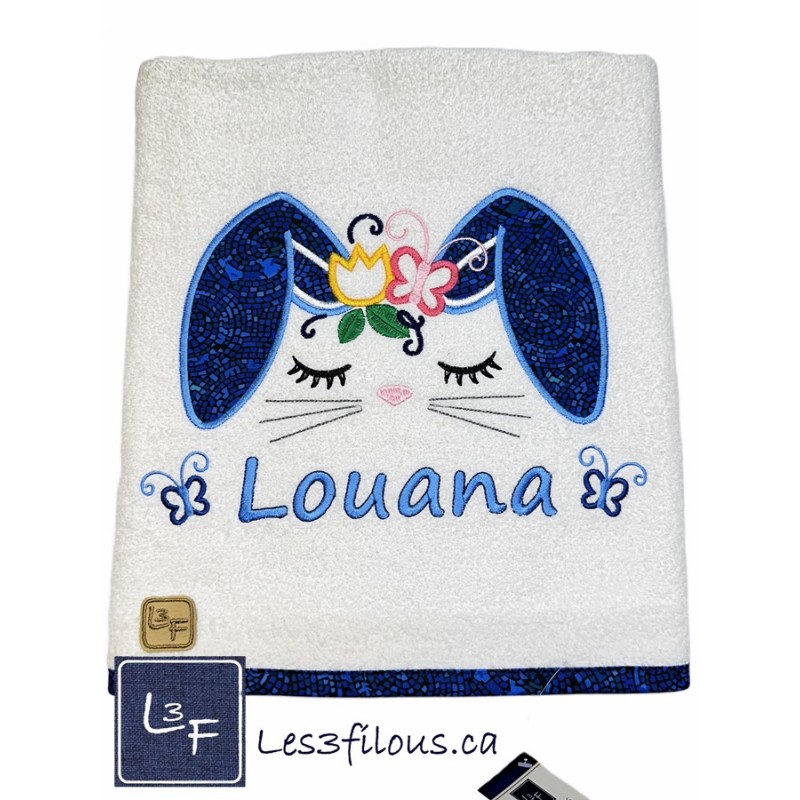 Lapin lapine Drap de Bain Brodé et Personnalisé DRA-025