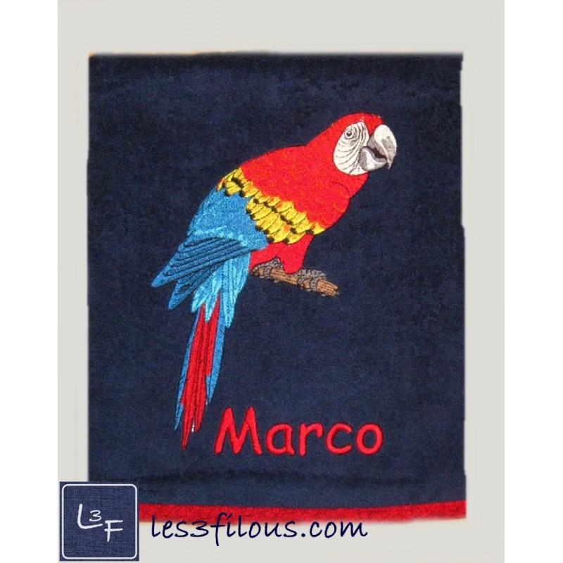 Perroquet Drap de Bain Brodé et Personnalisé DRA-103