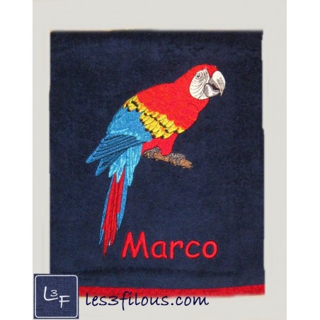 Perroquet Drap de Bain Brodé et Personnalisé DRA-103