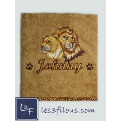 Lions Drap de Bain Brodé et Personnalisé DRA-105