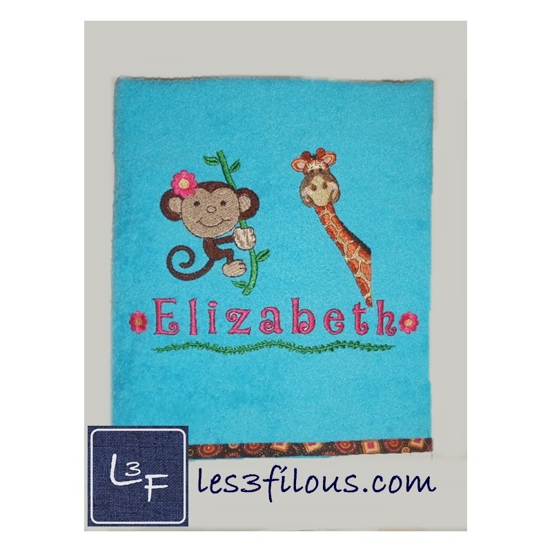 Girafe Singe Drap de Bain Brodé et Personnalisé DRA-109
