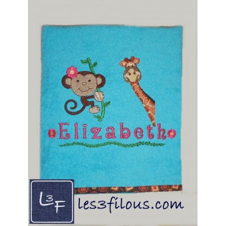 Girafe Singe Drap de Bain Brodé et Personnalisé DRA-109