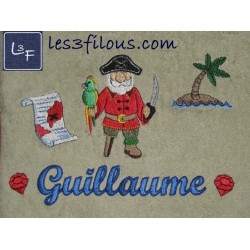Pirate Drap de Bain Brodé et Personnalisé DRA-114