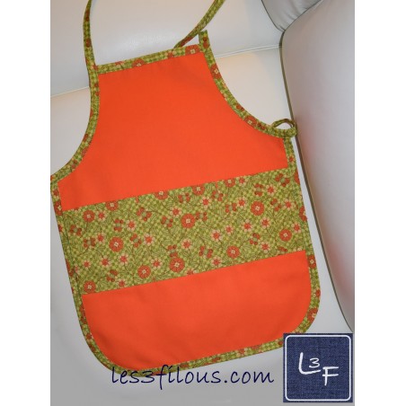 Fleurs Boutons Tablier Enfant Couleur Orange prêt à Broder TEN-001P
