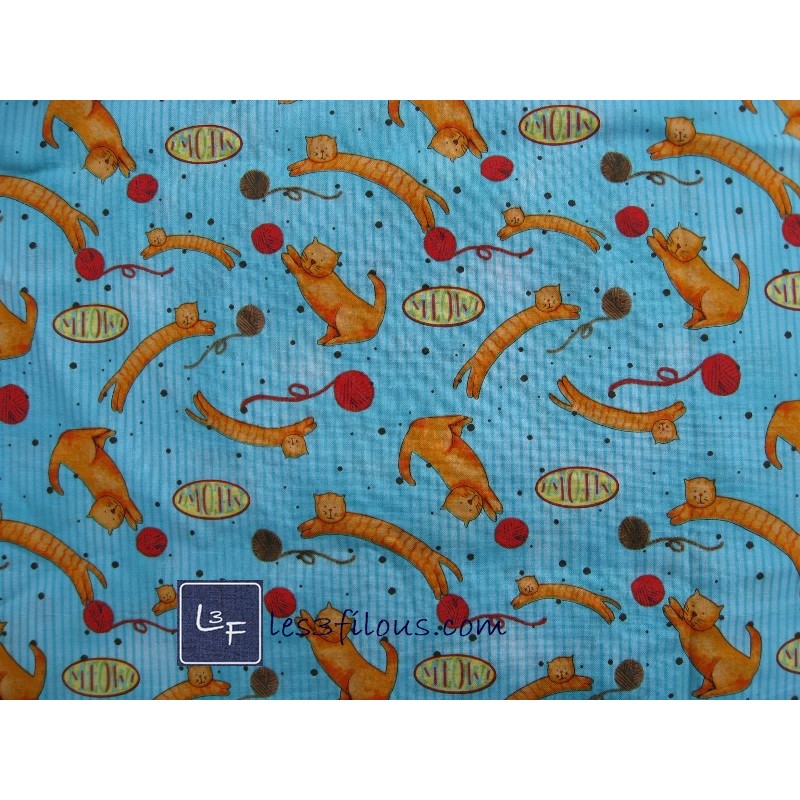 Chat balle de laine  Tissu TIS-0561