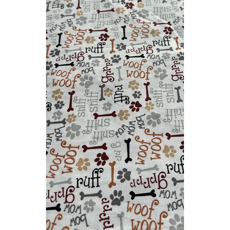 Chien Woof Pattes et Os Tissu TIS-0635