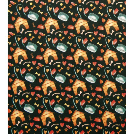 Chien Niche Pattes Os Coussin et Coeur Tissu TIS-0638