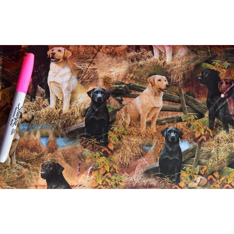 Chien Labrador Blond  brun et Noir Tissu TIS-0649*