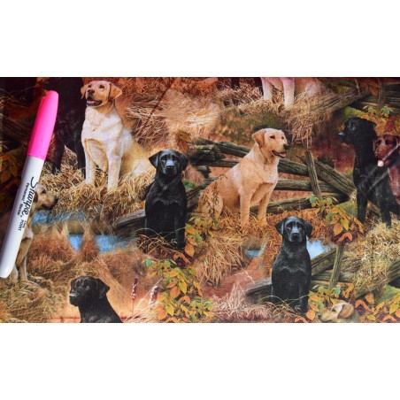Chien Labrador Blond  brun et Noir Tissu TIS-0649*