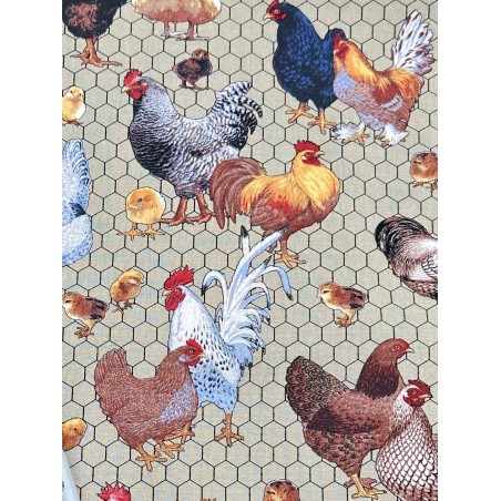 Coq Poules Tissu TIS-0771