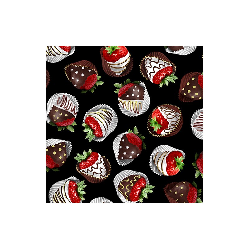 Fraises Enrobées de Chocolat Tissu TIS-1070*