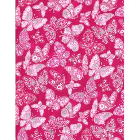 Papillons Roses avec Paillettes Argentées TIS-1768*